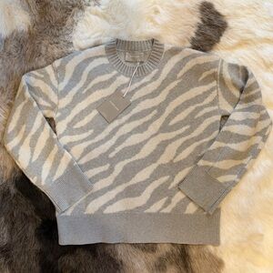 NWT Everlane Zebra Stripe light gray Sweater alpaca, wool and cotton blend small